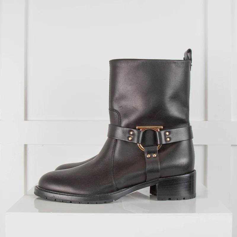 Женские Salvatore Ferragamo Ботинки Чёрный Кожа 37