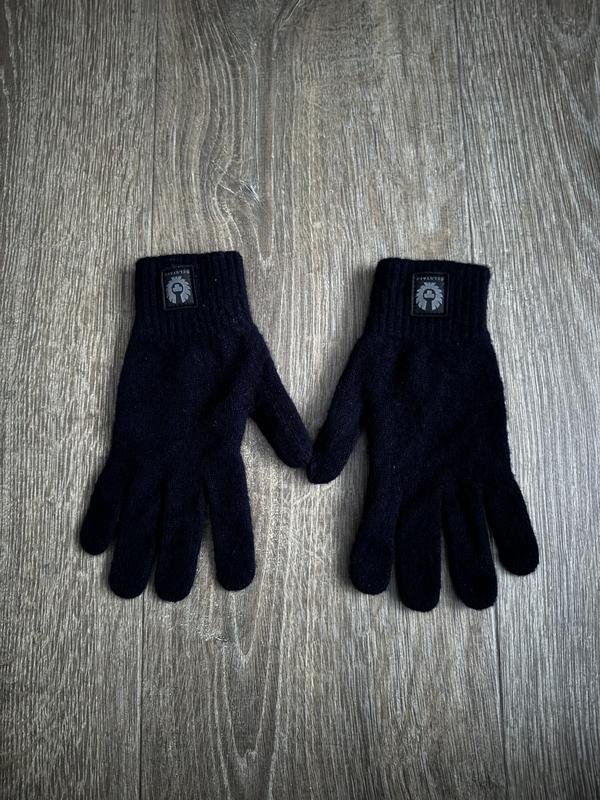 Uomo Belstaff Guanti Blu Navy Lana Taglia Unica