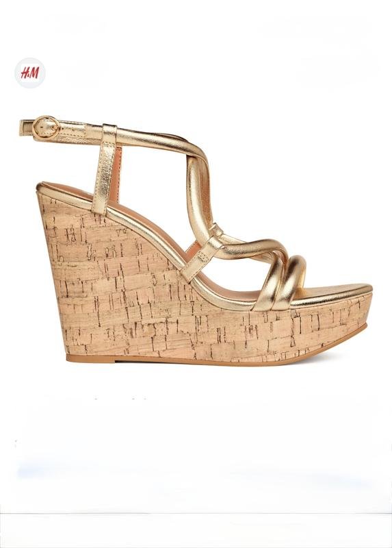 Женские H&M Босоножки Золотистые Кожа 40