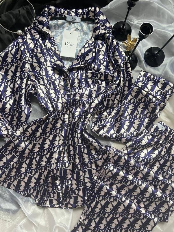 Femme Christian Dior Pyjama Bleu Marine Soie 36 /