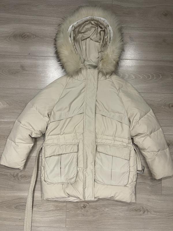 Femme Parka Beige Fourrure Naturelle 36 / S / 44