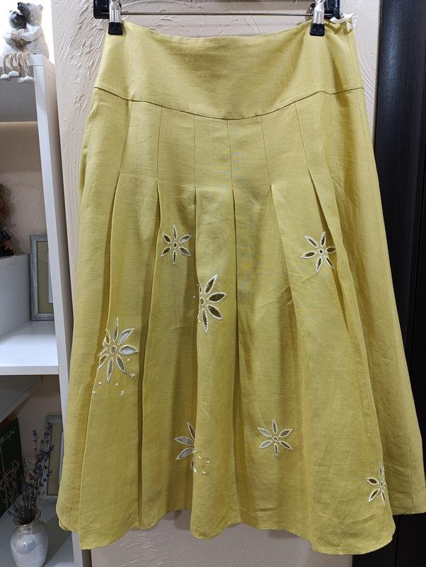 Women Hobbs Skirt Yellow Linen 42 / XL / 50