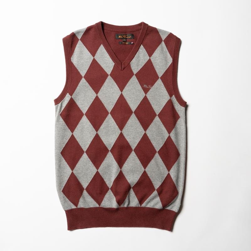 Мужской Ben Sherman Жилет Бордовый Хлопок 38 / M /