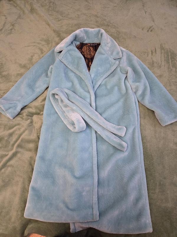 Femme Christian Dior Manteau Bleu Fourrure