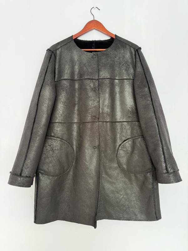 Femme Caractère Manteau Noir Artificiel 44 / XXL /