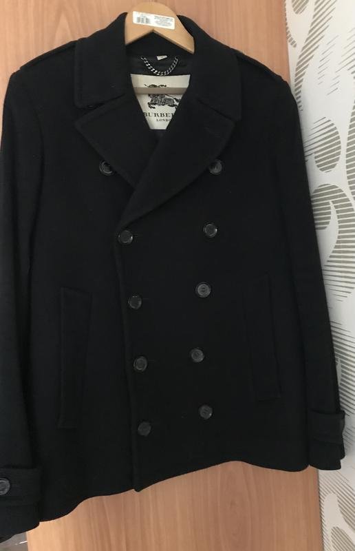 Herren Burberry Mantel Schwarz Wolle 38 / M / 46