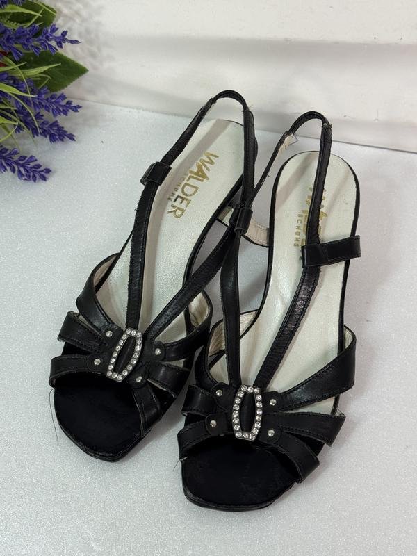 Women Walder Schuhe Heels Black Leather 35.5