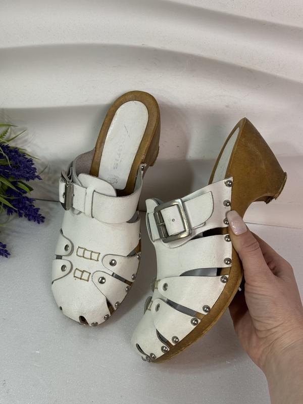 Women Tamaris Clogs White Leather 39