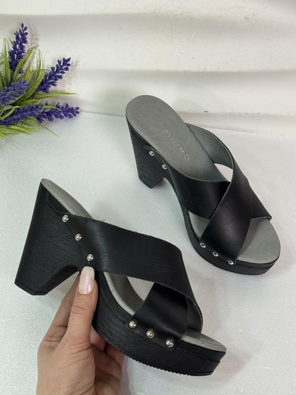 Women Mishumo Clogs Black Artificial Leather 36