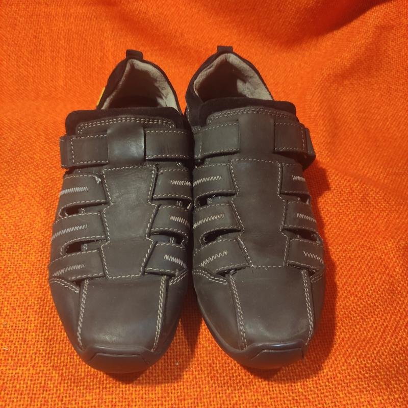 Men Camel Active Sandals Black Leather 42