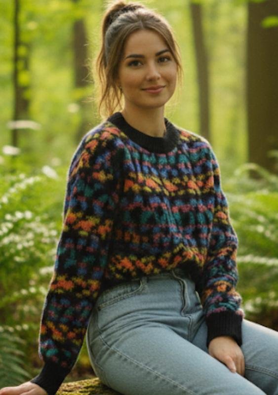 Женский Rinascimento Свитер Чёрный Джинс 38 / M /