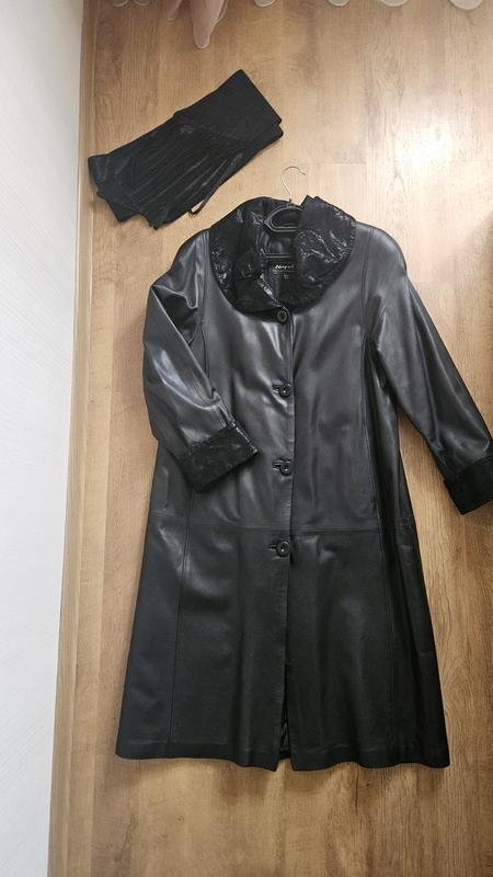 Женское Пальто Чёрное Кожа 42 / XL / 50