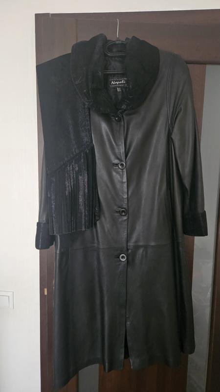 Женское Пальто Чёрное Кожа 42 / XL / 50