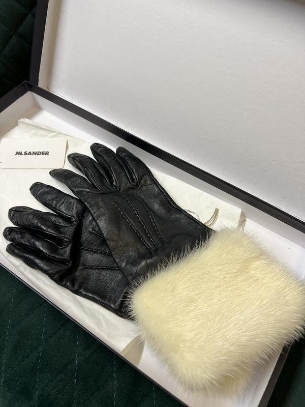 Damen Jil Sander Handschuhe Schwarz Fell S
