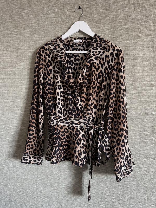 Women Ganni Shirt Brown Silk 40