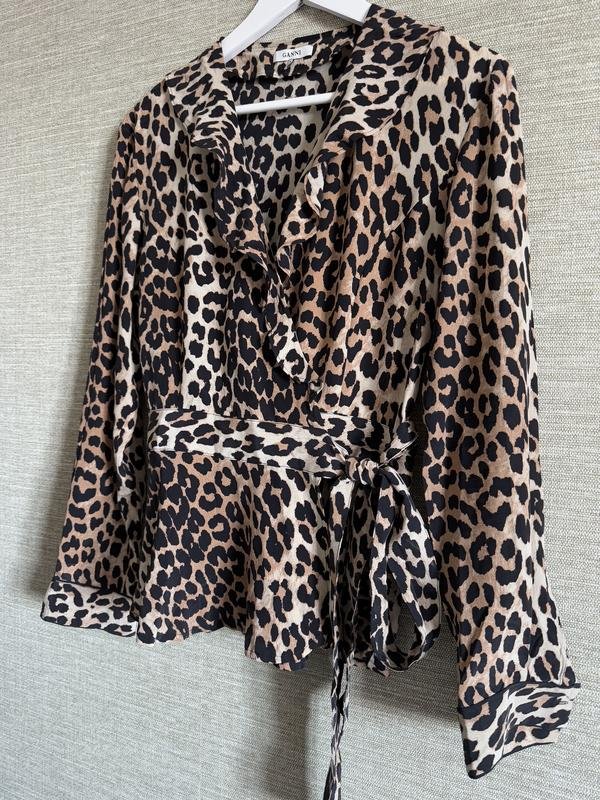 Women Ganni Shirt Brown Silk 40