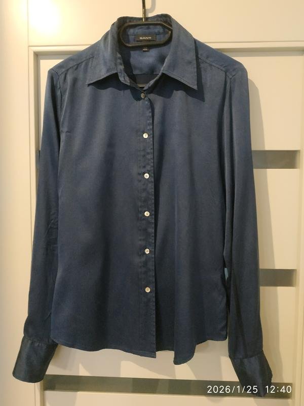 Женская Gant Рубашка Тёмно-синий Шёлк 38