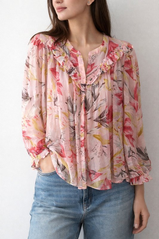 Damen French Connection Bluse Rosa Chiffon L