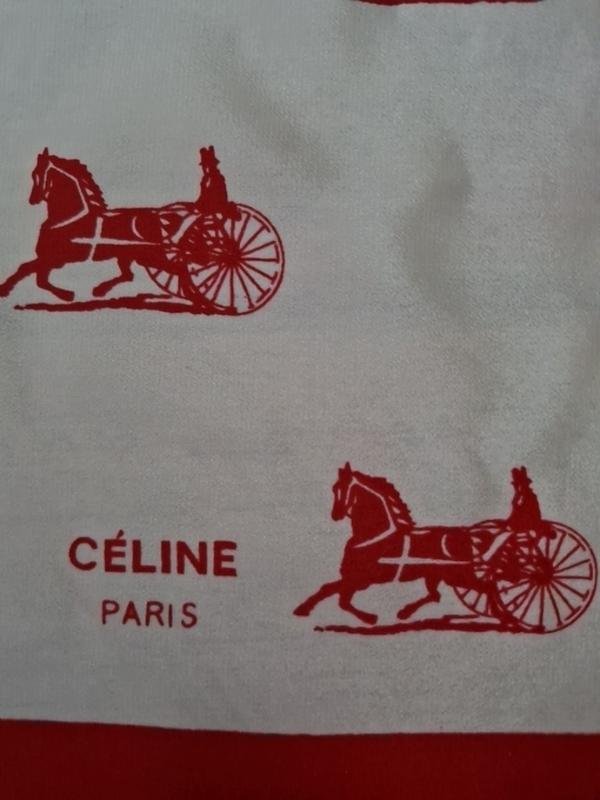 Женский Celine Платок Белый Красный Шелк 55×55