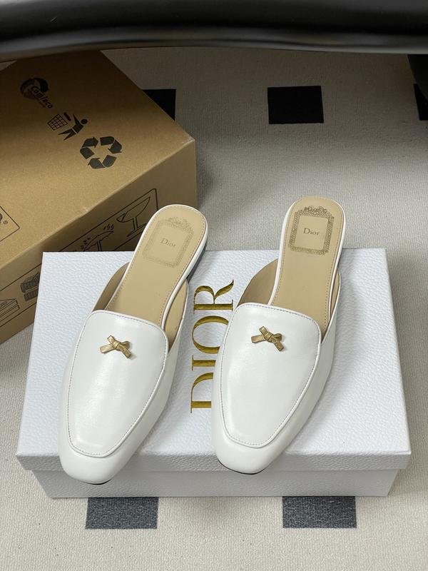 Women Christian Dior Mules White Leather 35