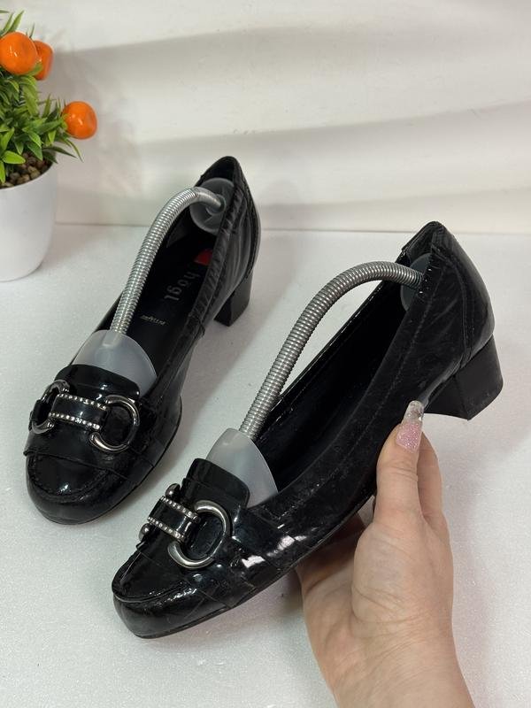 Women Hogl Heels Black Patent Leather 37.5