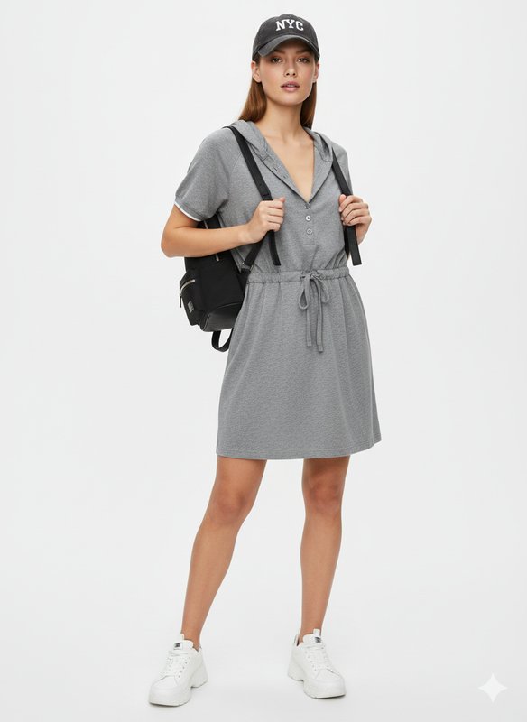 Women Etam Dress Grey Cotton 36