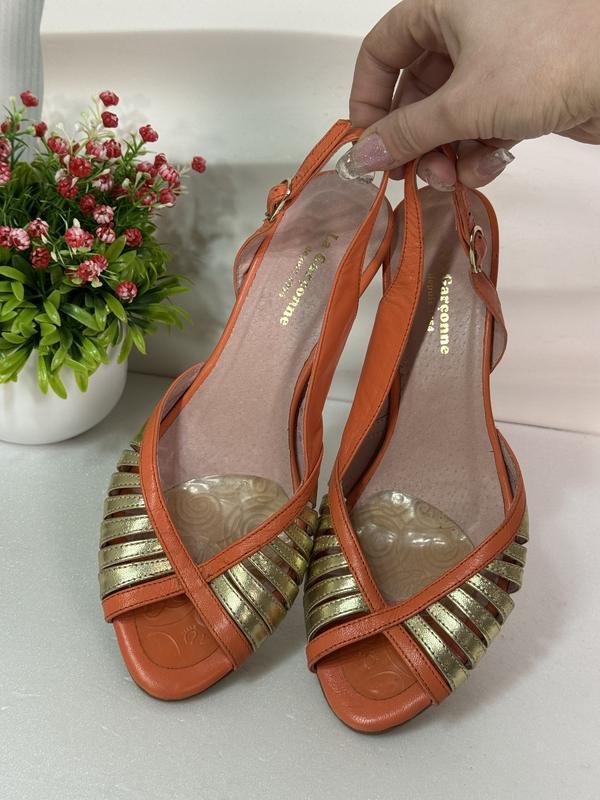 Women Heels Orange Leather 39