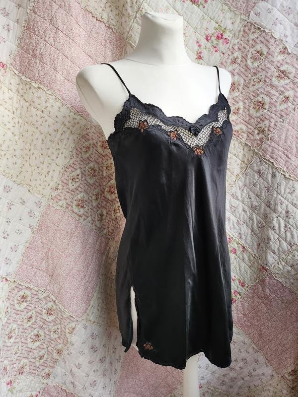 Women Pierre Cardin Nightgown Black Silk