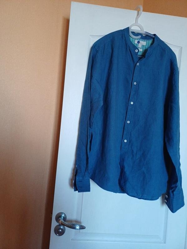 Uomo Boden Camicia Blu Navy Lino XL
