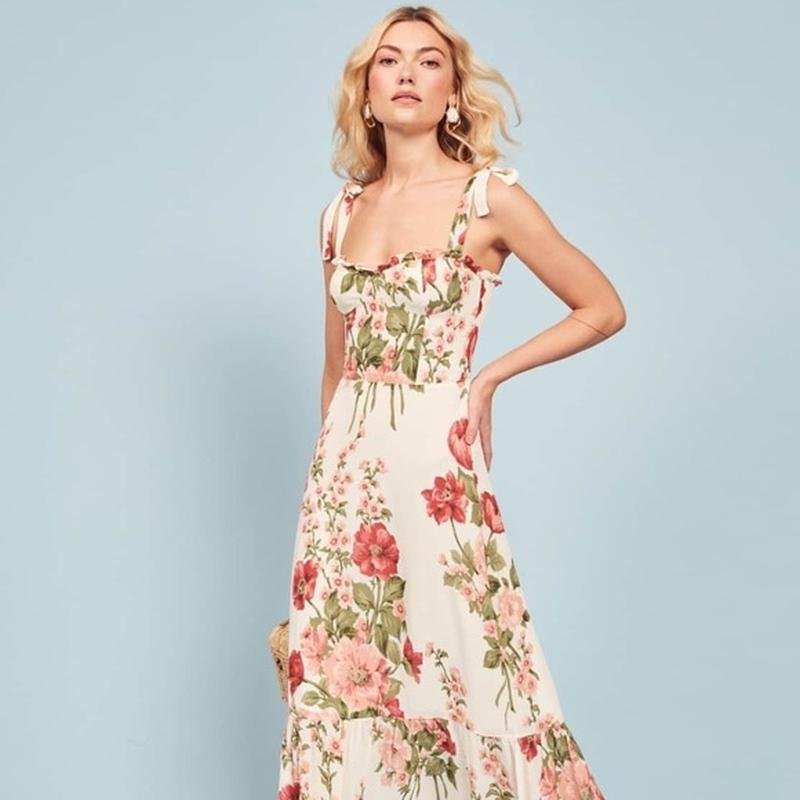 Femme Reformation Robe Blanche Viscose 38