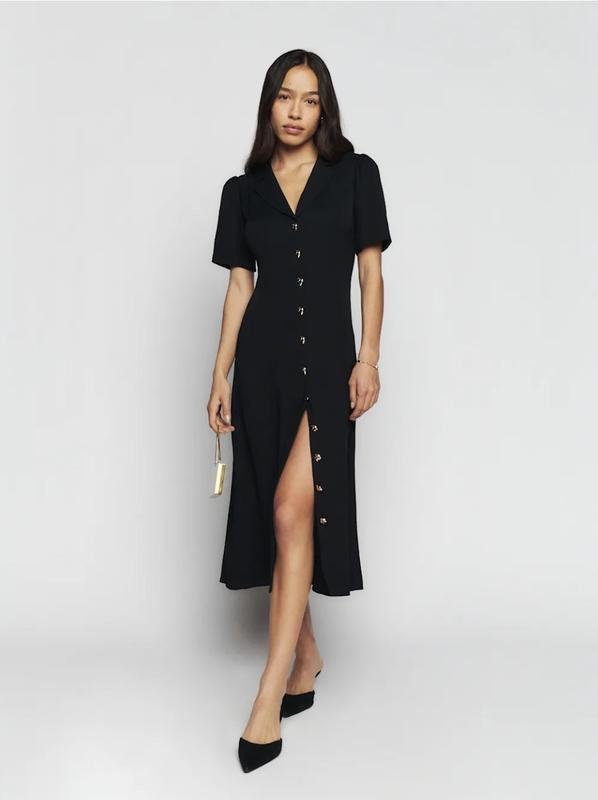 Femme Reformation Robe Noire Viscose S