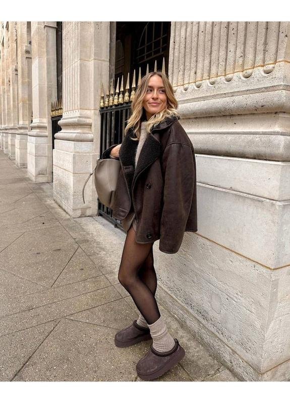 Femme Manteau Tendance Marron L