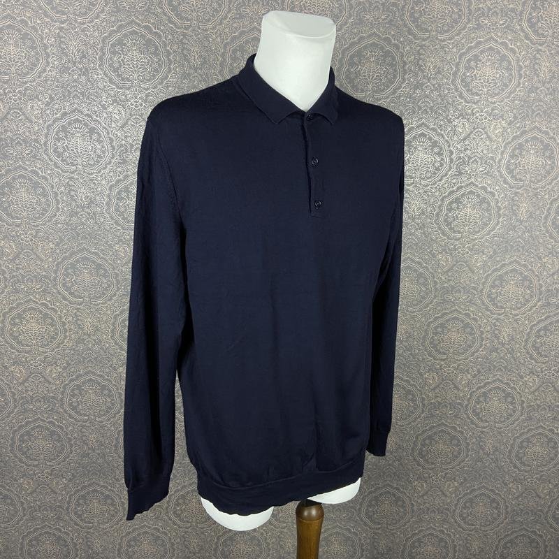 Men Hessnatur Sweater Navy Wool XXL