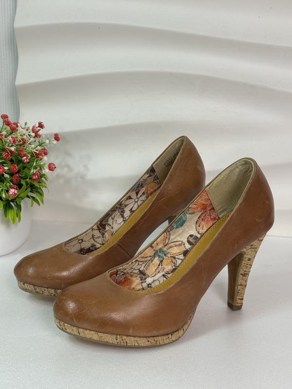 Women Marco Tozzi Heels Brown Leather 38