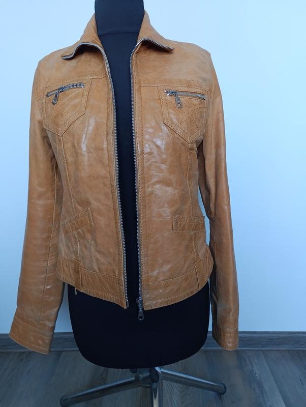 Women Leather Jacket Beige 38