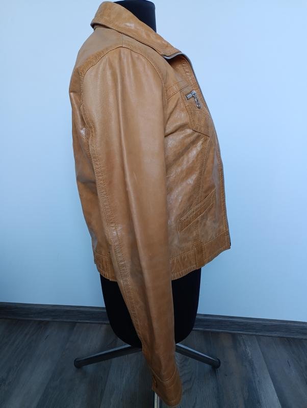 Women Leather Jacket Beige 38