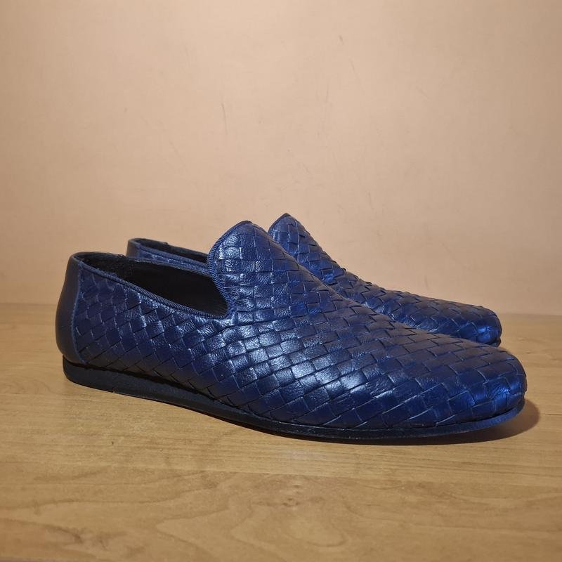 Men Bottega Veneta Heels Navy Leather 42