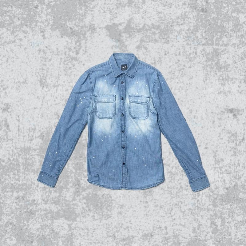 Мужской Armani Exchange Рубашка Голубая Хлопок S