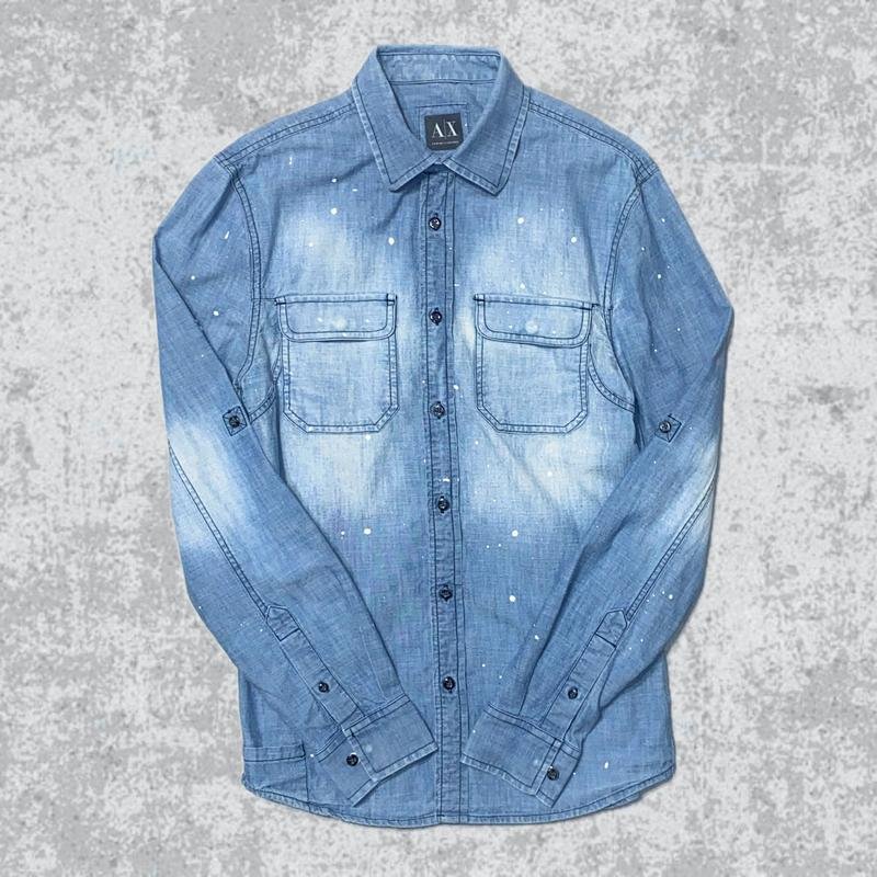 Мужской Armani Exchange Рубашка Голубая Хлопок S