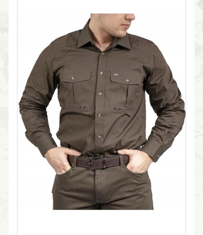 Мужская Graff Рубашка Хаки Хлопок XL