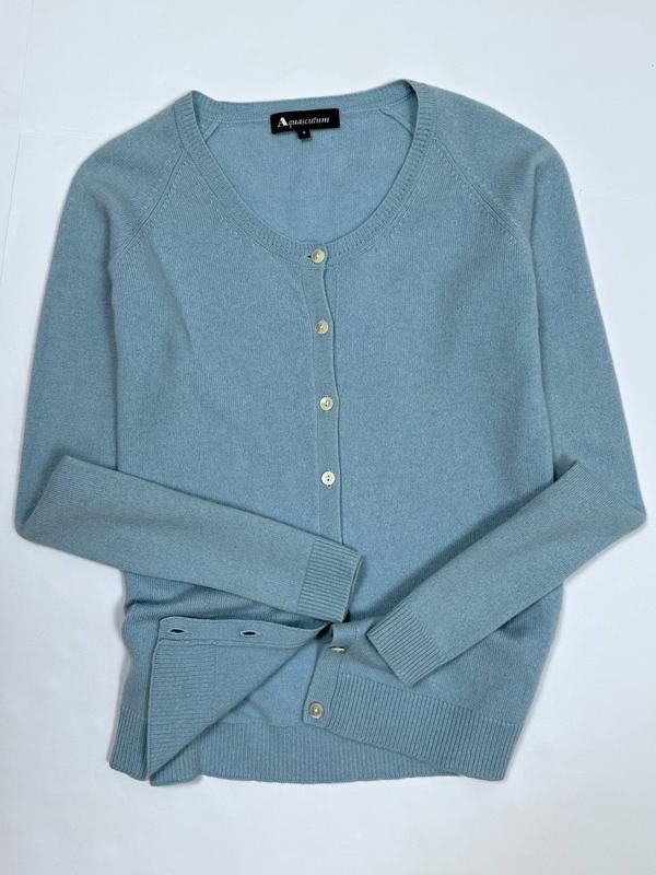 Damen Aquascutum Pullover Marineblau Kaschmir S