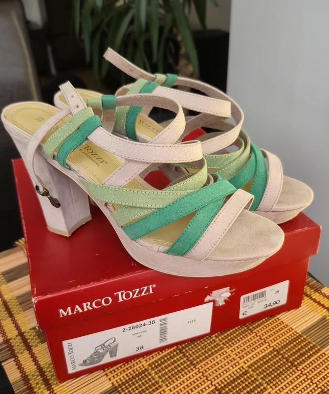 Women Marco Tozzi Heels Green Suede 38