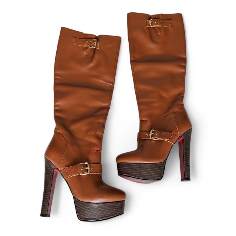 Damen Christian Louboutin Stiefel Braun Leder 35