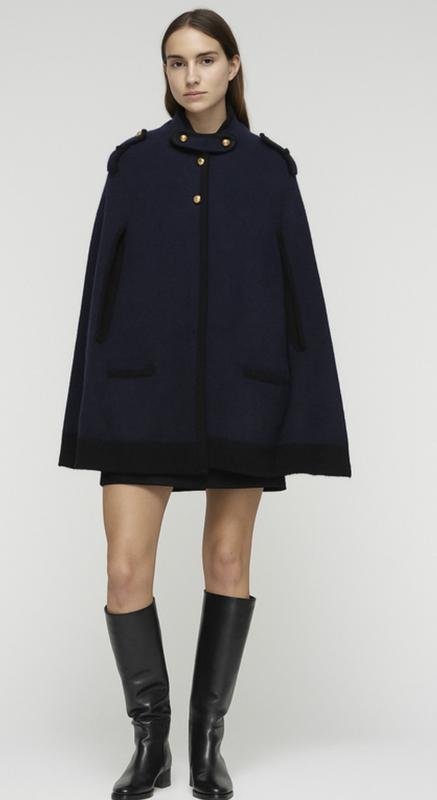 Femme Sandro Paris Manteau Bleu Marine Angora S