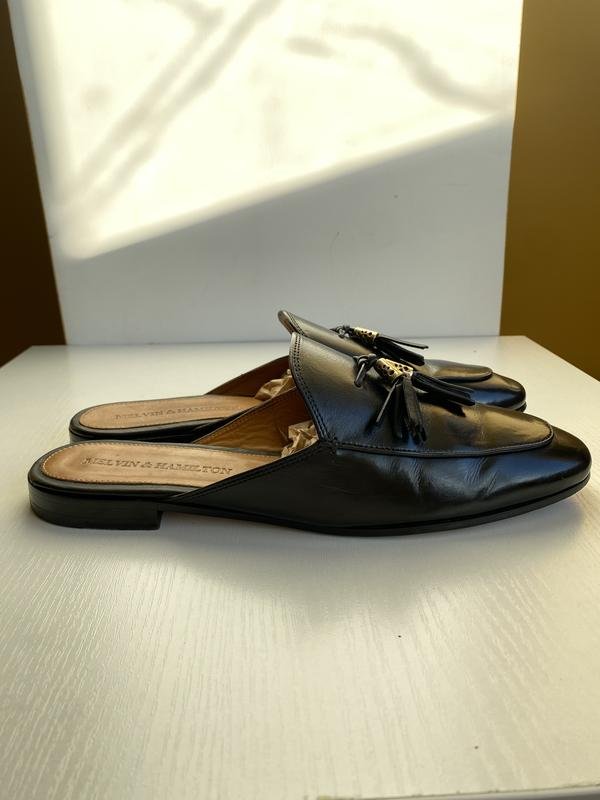 Donna Melvin & Hamilton Mules Nero Pelle 41