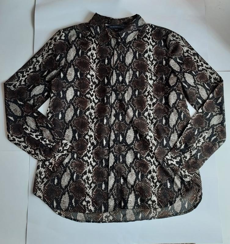 Damen French Connection Shirt Schwarz Tierdruck XS