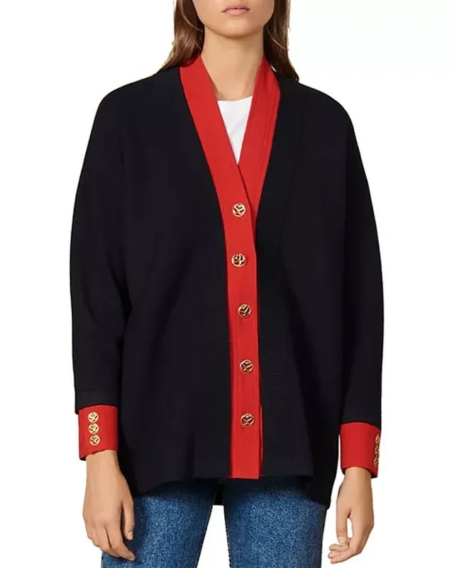 Femme Sandro Paris Pull Bleu Marine Viscose S