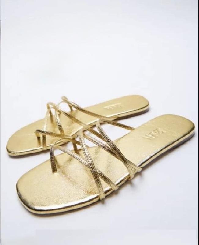 Женские ZARA Сандалии Золотистый Текстиль 38