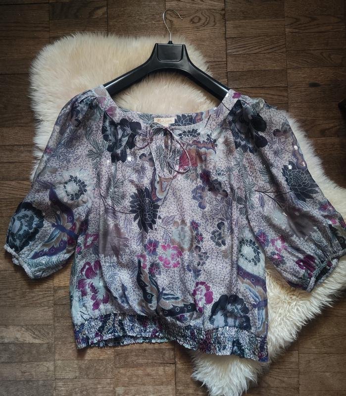 Femme Monsoon Chemisier Gris Soie 46