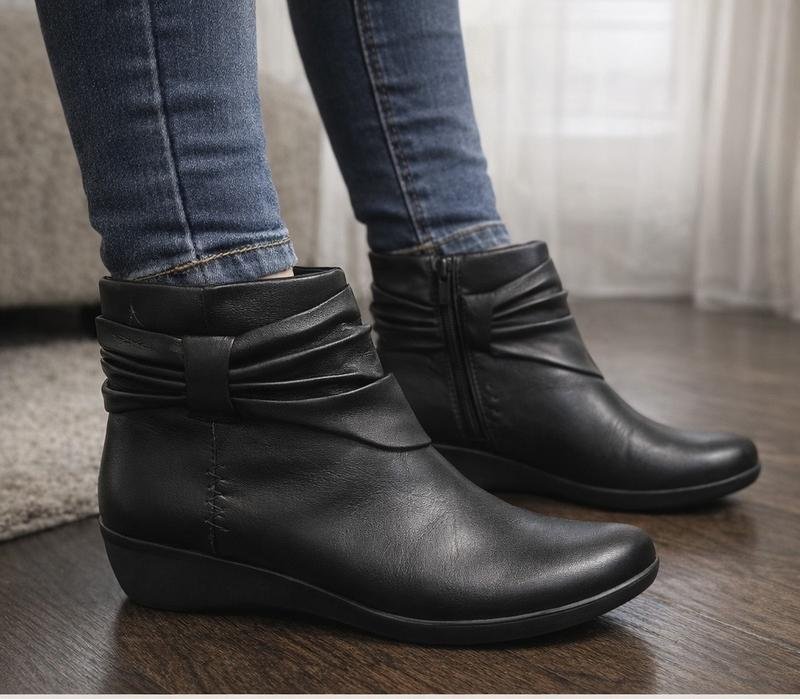 Donna Clarks Stivali Neri Pelle 38